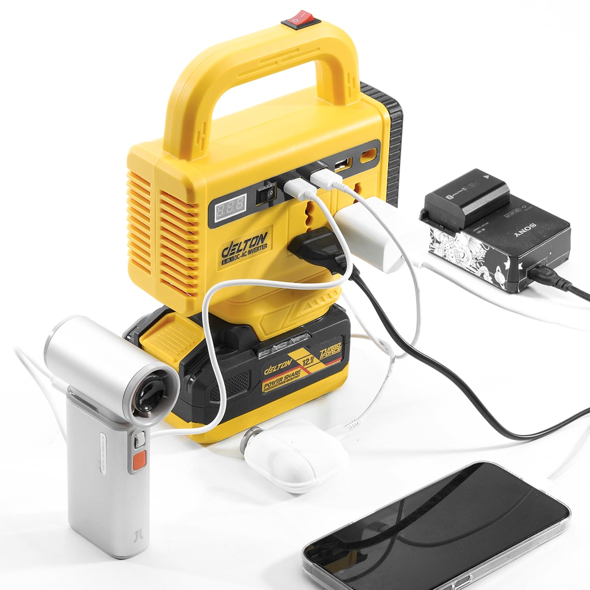 หัวแปลงปลั๊กไฟ (เฉพาะเครื่องเปล่า) DELTON รุ่น DC-AC150W-PRO 20V